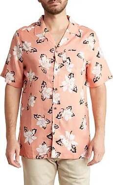 Unison Short Sleeve Floral Patch Pocket Mens Leisure Shirt, Size M, NWT Bin 41